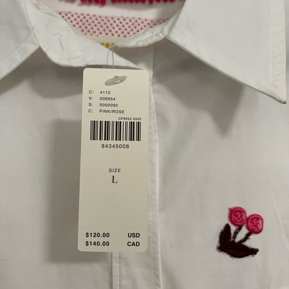 Button down shirt w/ embroidered cherries - L - Picture 4 of 10